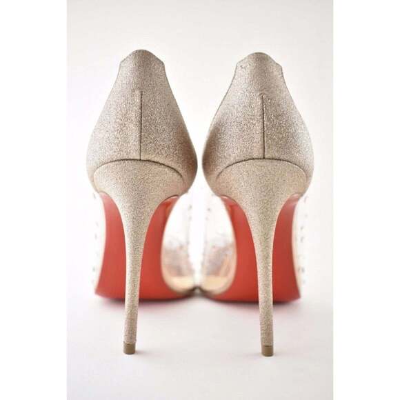 Christian Louboutin Degrastrass PVC 100 Pink Courtisane Glitter Heel Pump 35.5 - Picture 11 of 12